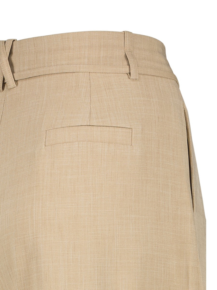 Beige wijde broek met bandplooi Jeff Suncoo 