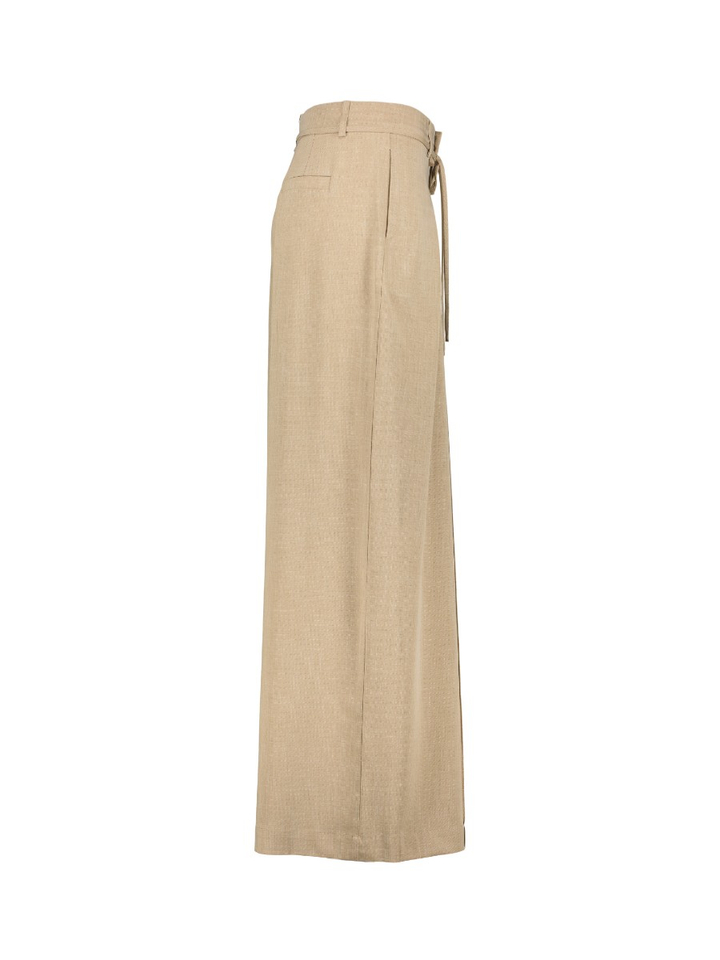 Beige wijde broek met bandplooi Jeff Suncoo 