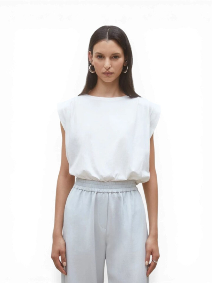 Witte katoenen T-shirt met elastiek onderaan Marcha Suncoo 