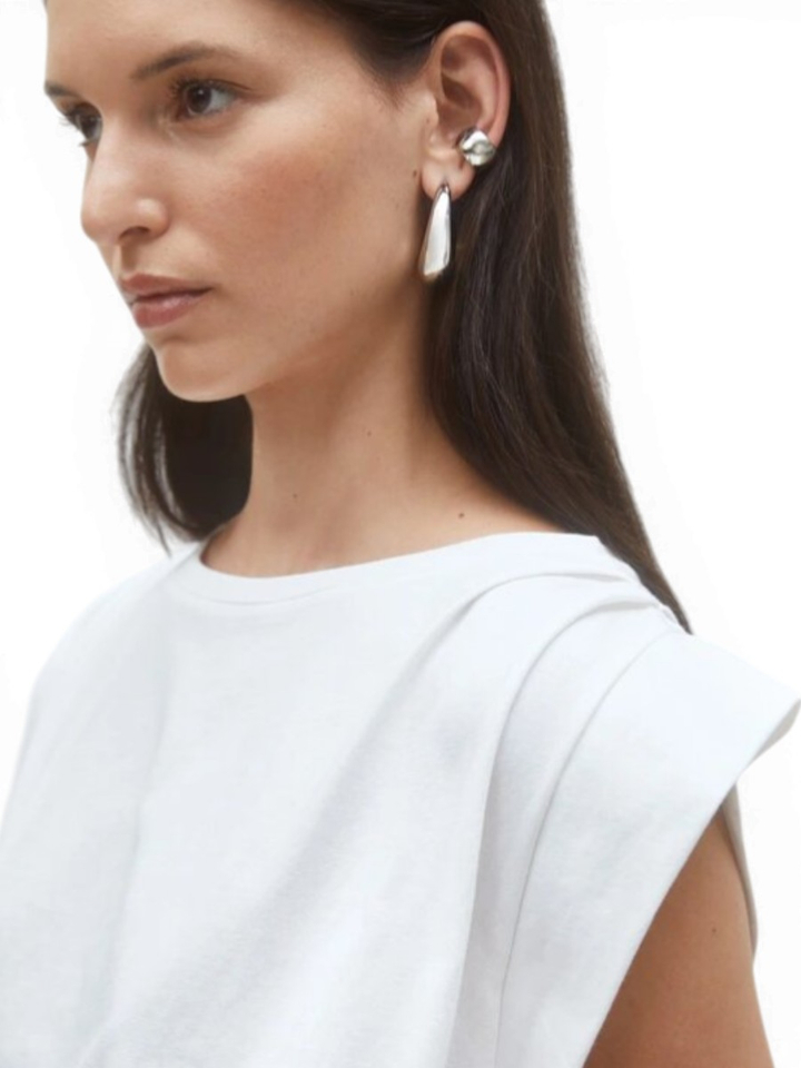 Witte katoenen T-shirt met elastiek onderaan Marcha Suncoo 