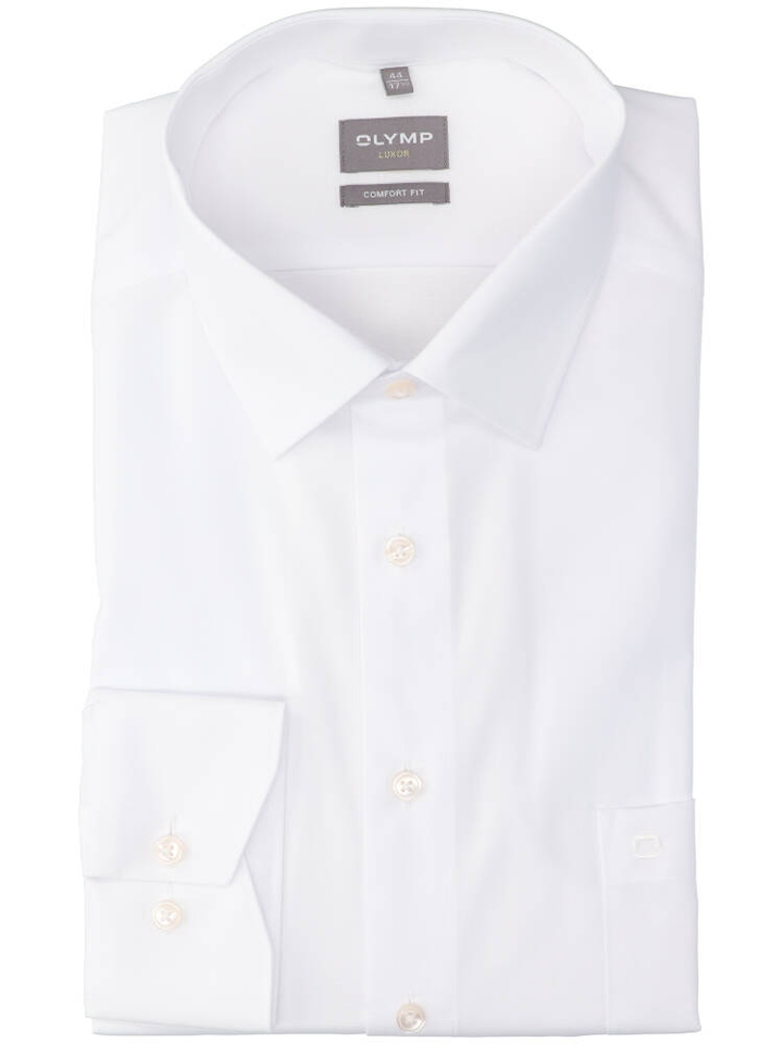 Wit katoenen hemd  comfort fit met lange mouwen Olymp