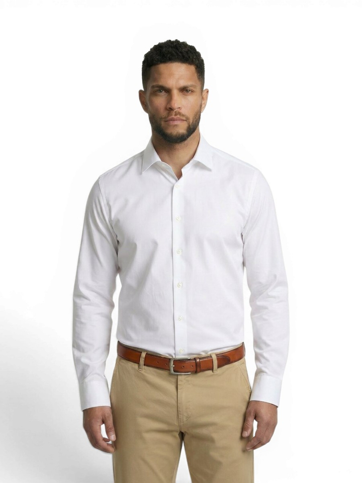 Wit katoenen hemd comfort fit met lange mouwen Olymp