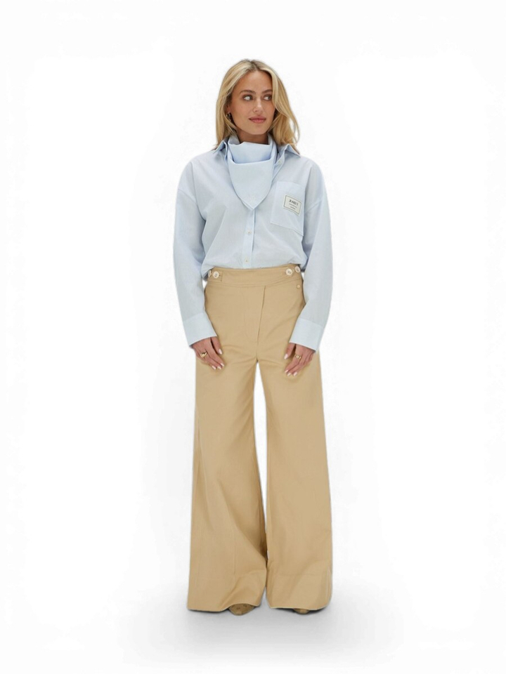 Blauwe gestreepte bloes met sjaal Neveah Josh V