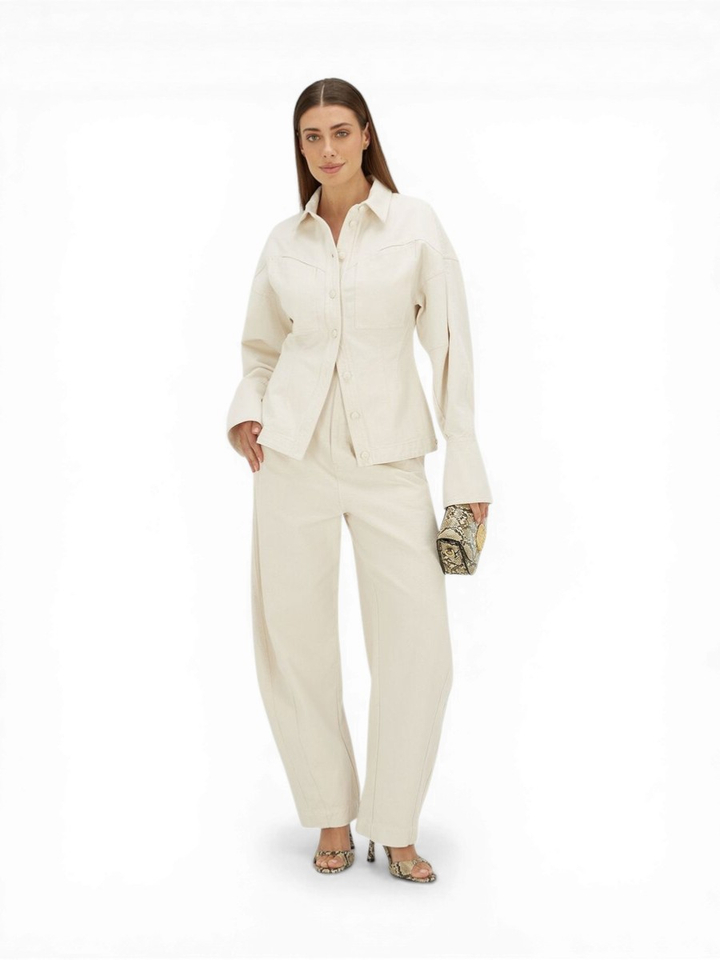 Beige balloon fit jeans met hoge taille Kian Josh V 