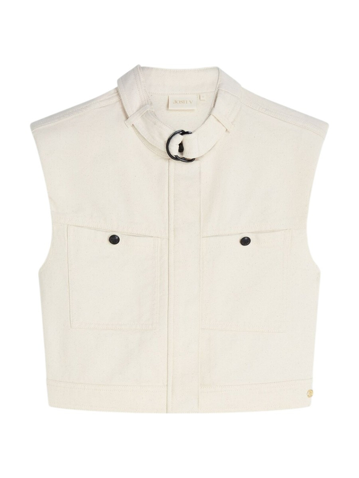 Ecrukleurige oversized gilet met borstzakken Maxwell JoshV