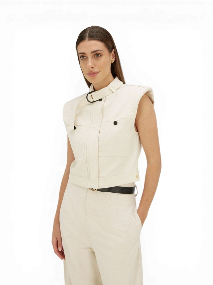 Ecrukleurige oversized gilet met borstzakken Maxwell JoshV