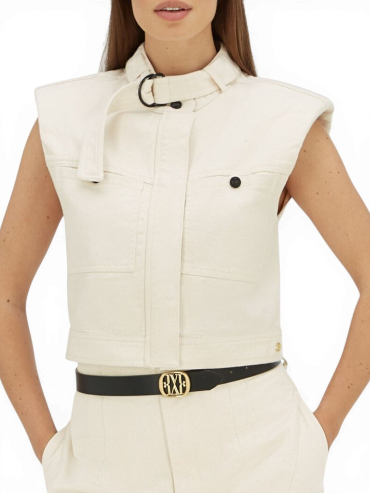 Ecrukleurige oversized gilet met borstzakken Maxwell JoshV