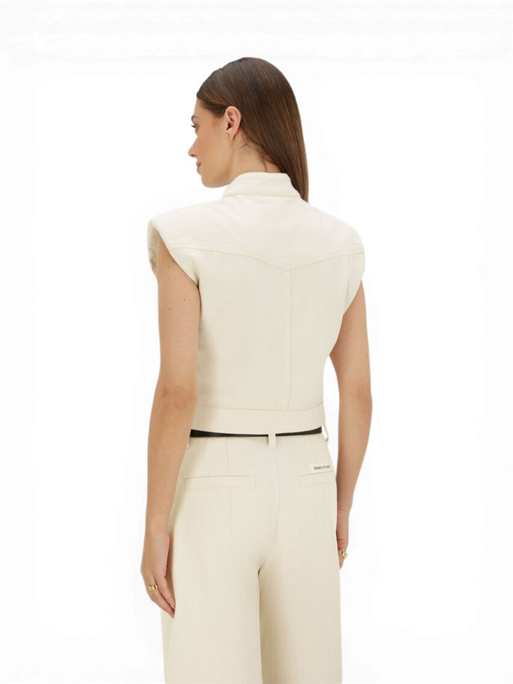 Ecrukleurige oversized gilet met borstzakken Maxwell JoshV