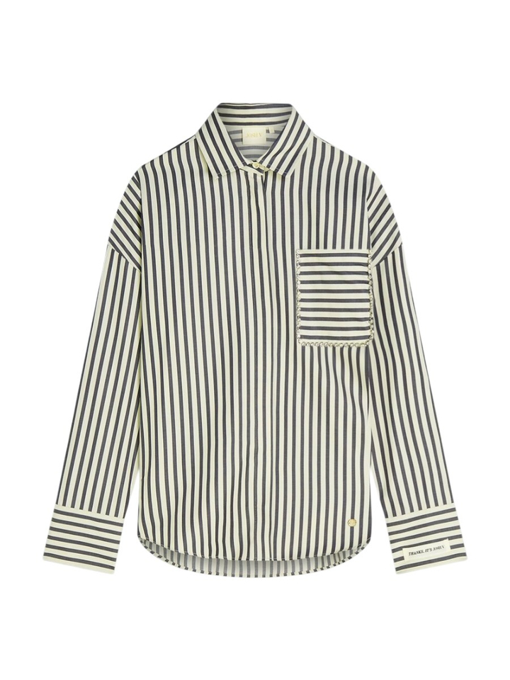 Donkerblauw/wit gestreepte oversized blouse Lexx JoshV