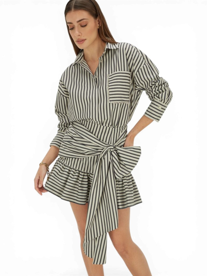 Donkerblauw/wit gestreepte oversized blouse Lexx JoshV