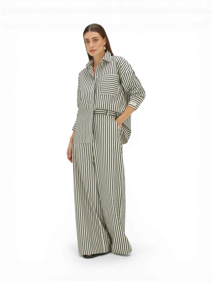 Donkerblauw/wit gestreepte oversized blouse Lexx JoshV