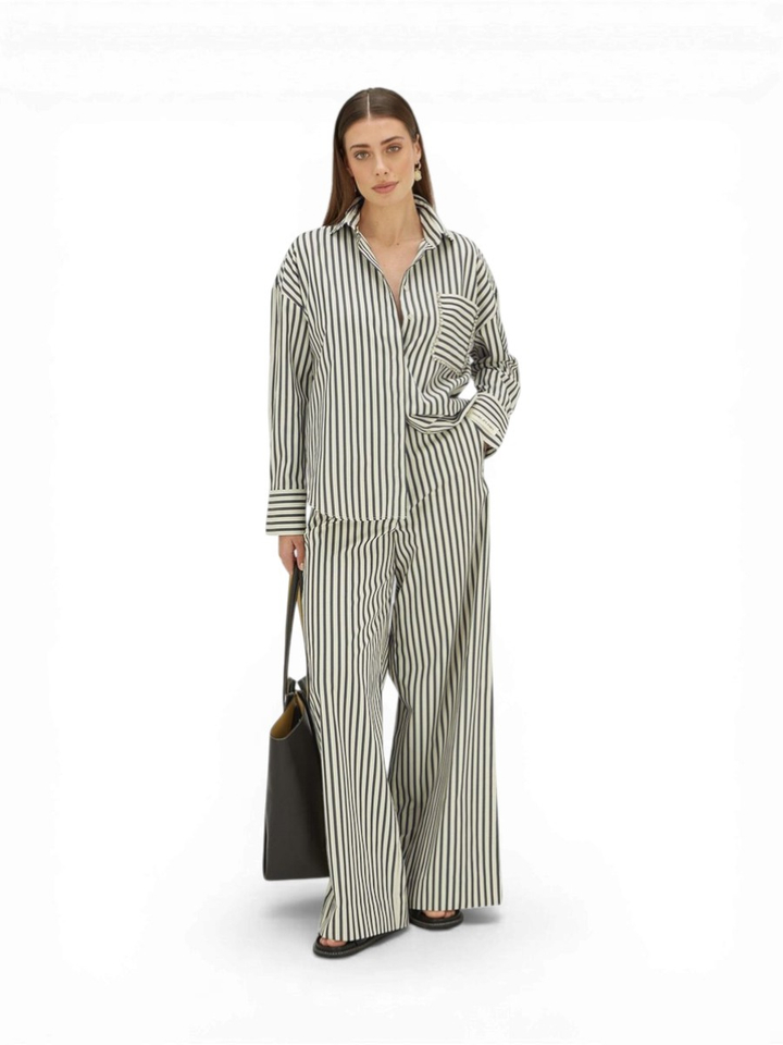 Donkerblauw/wit gestreepte oversized blouse Lexx JoshV