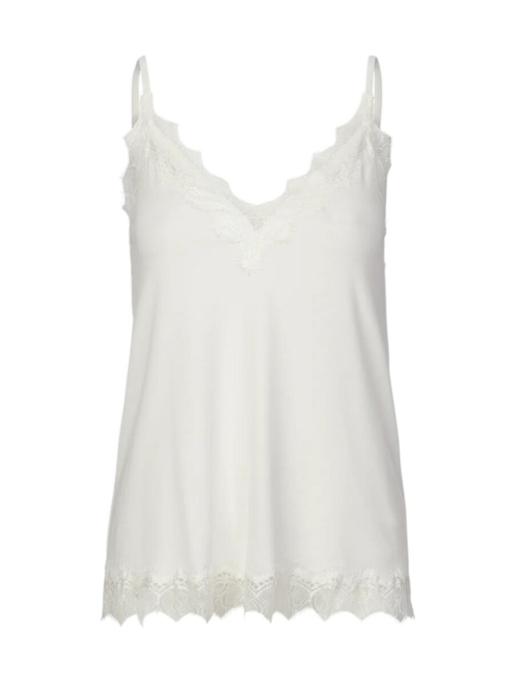 Beige klassieke top met kanten afwerking Rosemunde 