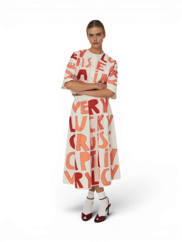 Ecru rok van katoen met geborduurde datails Stella Nova