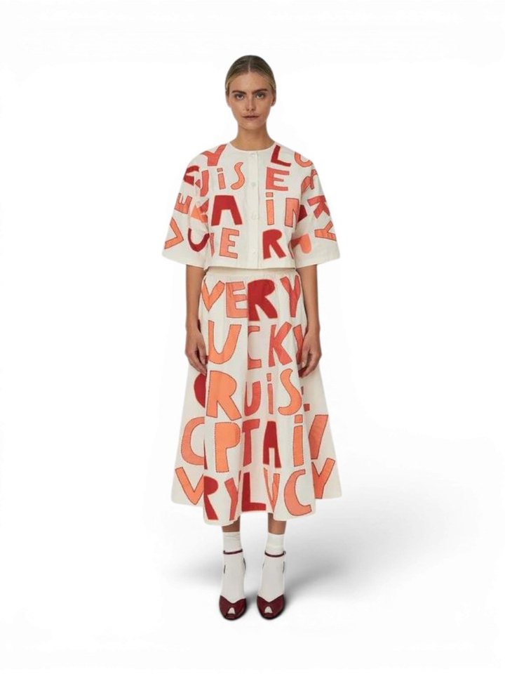 Ecru blouse van katoen met geborduurde details Stella Nova