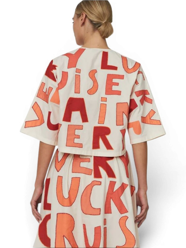 Ecru blouse van katoen met geborduurde details Stella Nova