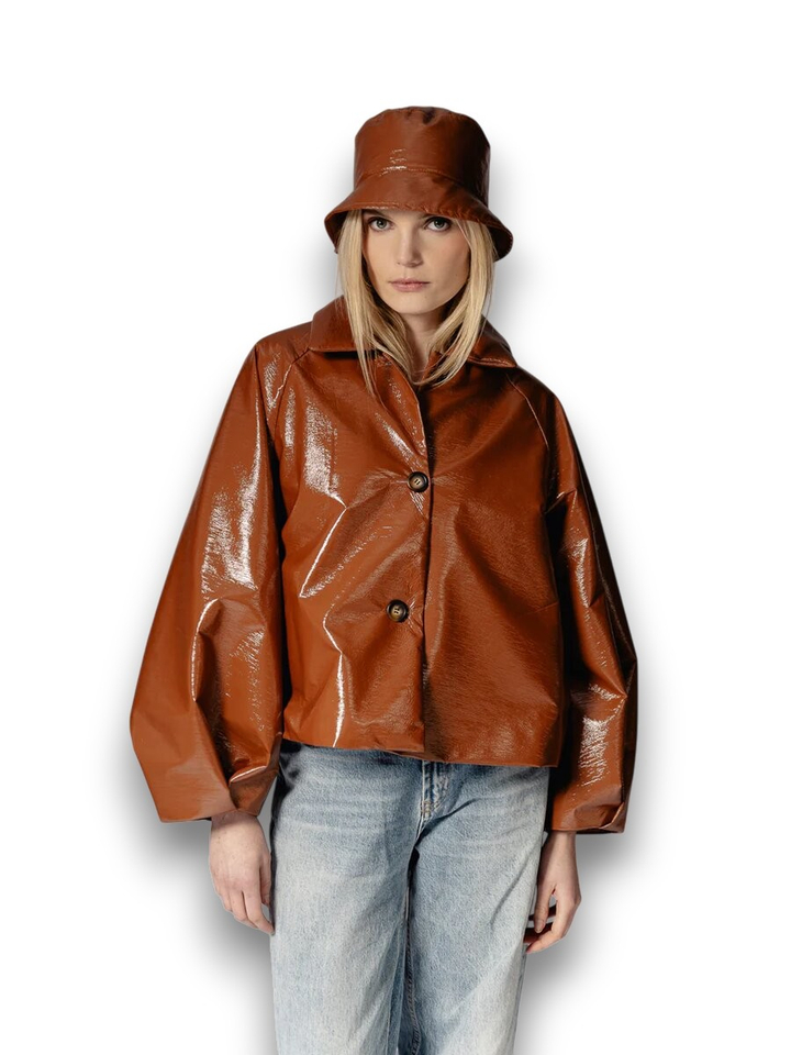 Camelkleurige jas lederlook Ciel Mon Frac