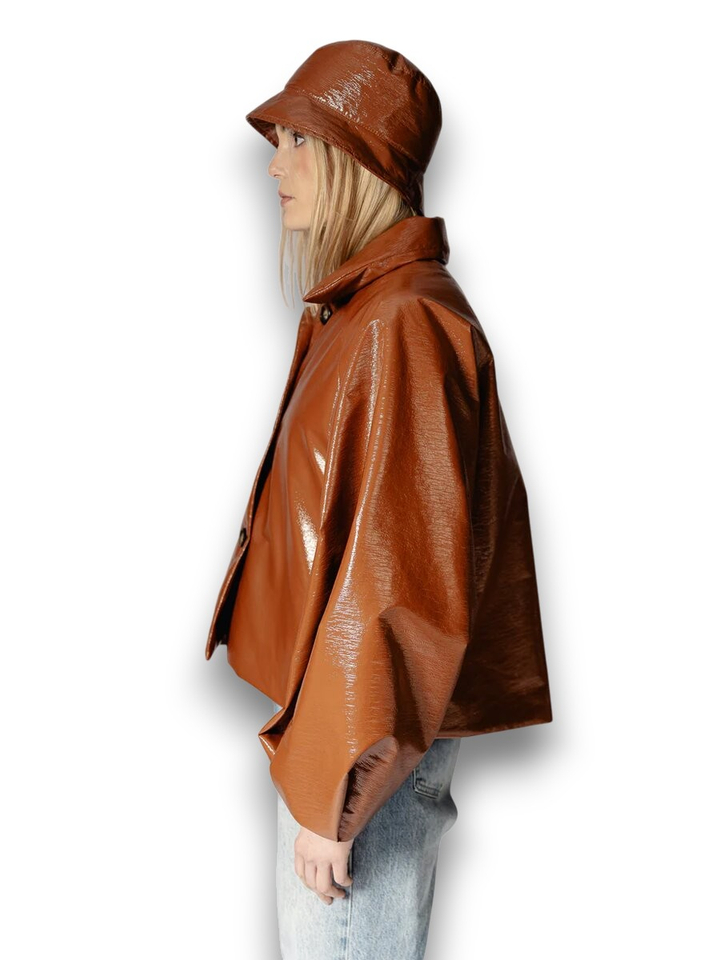 Camelkleurige jas lederlook Ciel Mon Frac