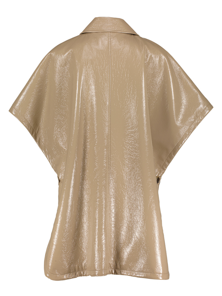 Beige wijde mouwloze jas met open zijkanten Drops Mon Frac