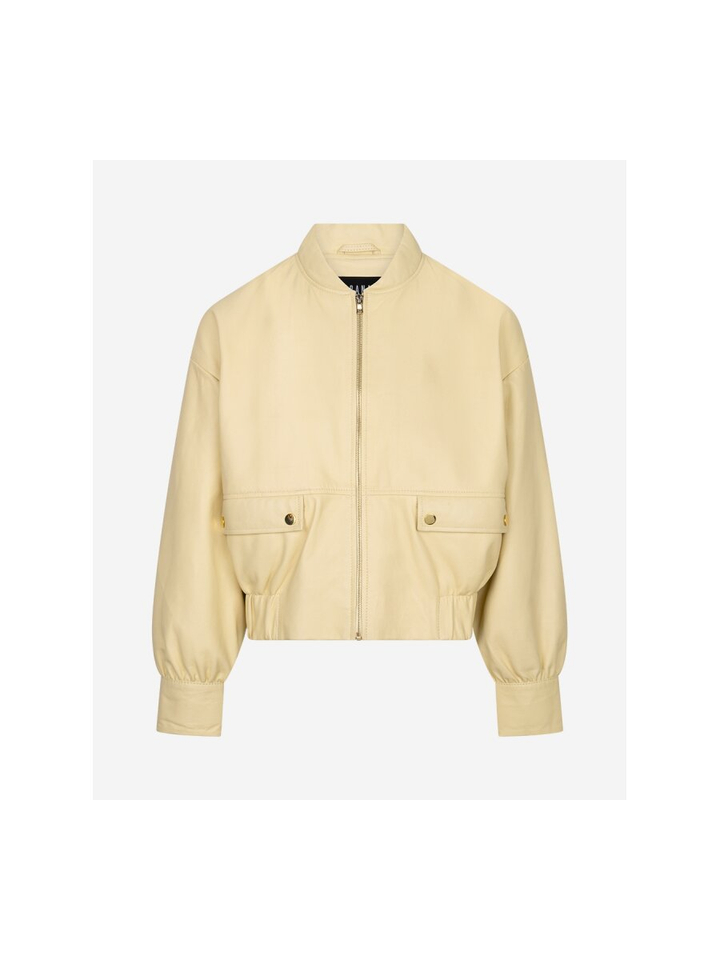 Gele leren jas met opgestikte zakken Jackes Ibana