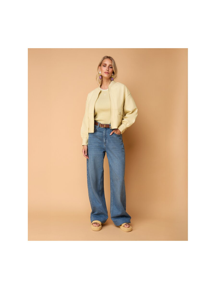 Gele leren jas met opgestikte zakken Jackes Ibana