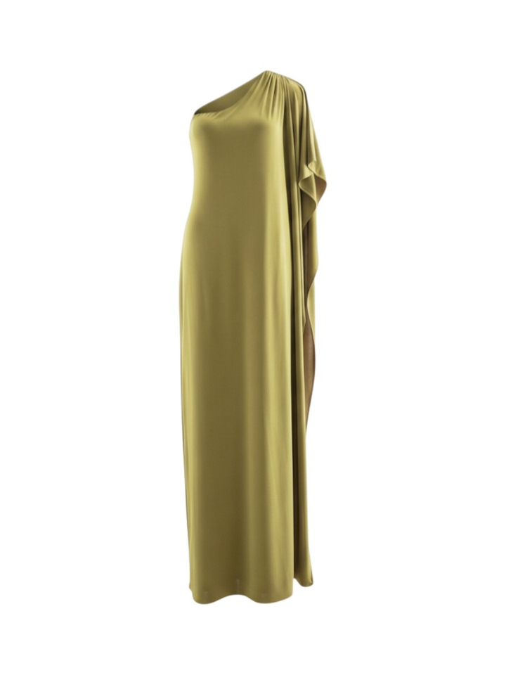 Groene jurk met één schouder en een metallic detail Access