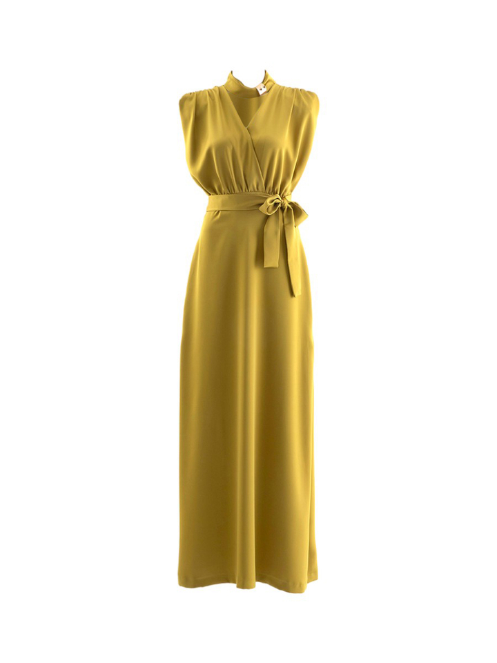 Olijf kleurige maxi-jurk met split Access