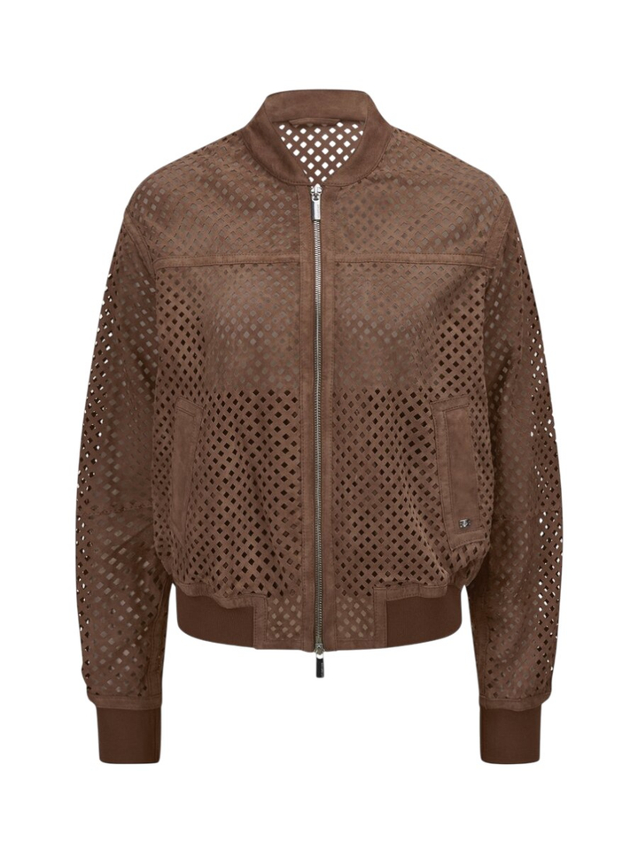 Bruine suede jas met detail Asa Milestone