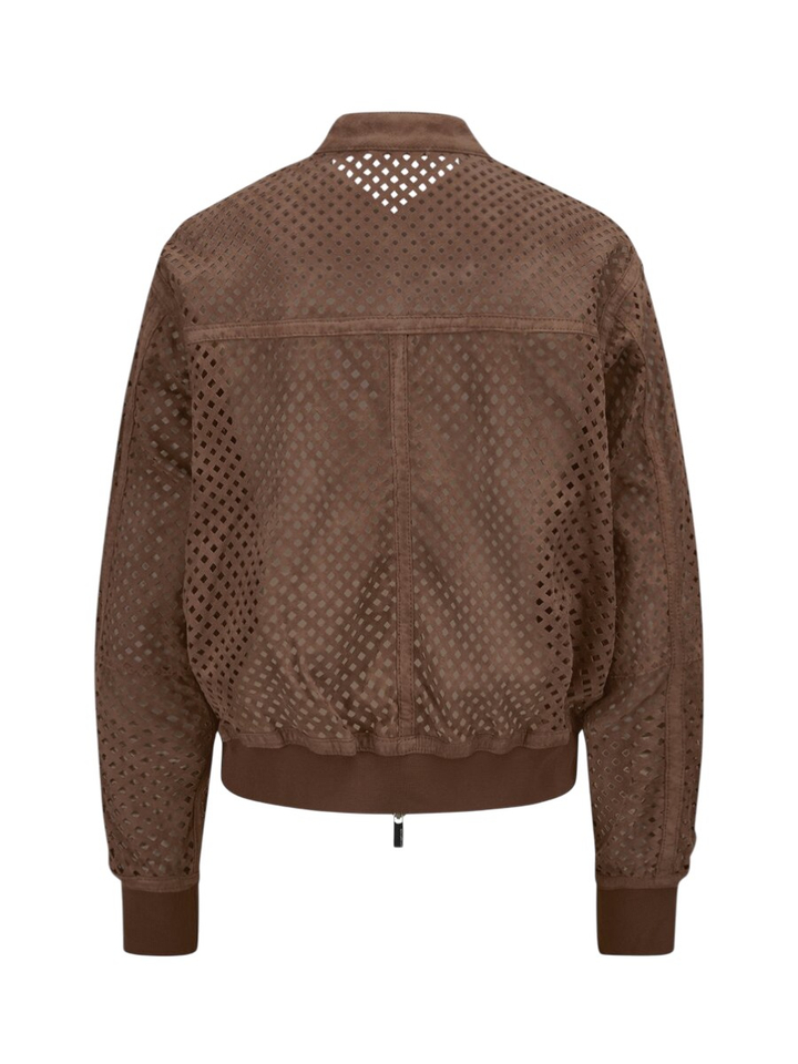 Bruine suede jas met detail Asa Milestone
