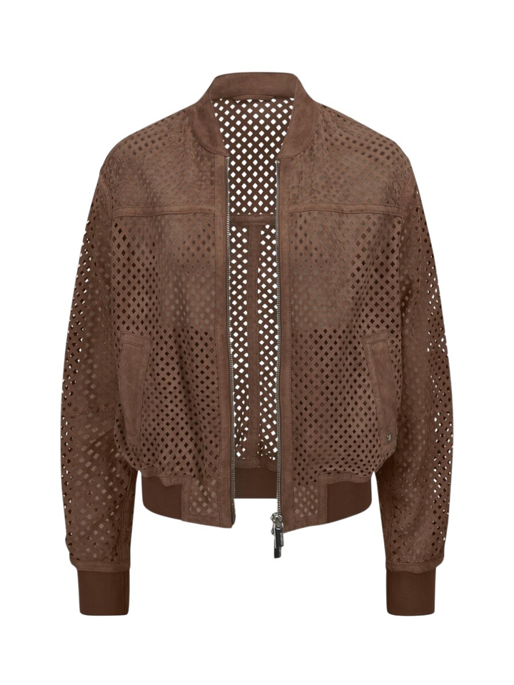 Bruine suede jas met detail Asa Milestone