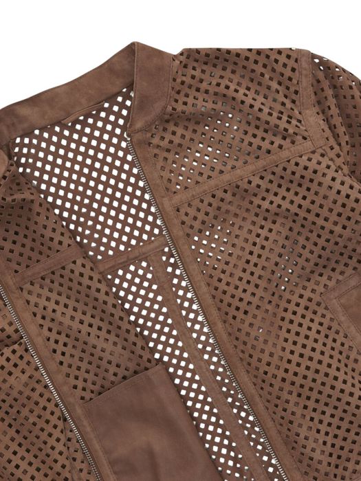 Bruine suede jas met detail Asa Milestone