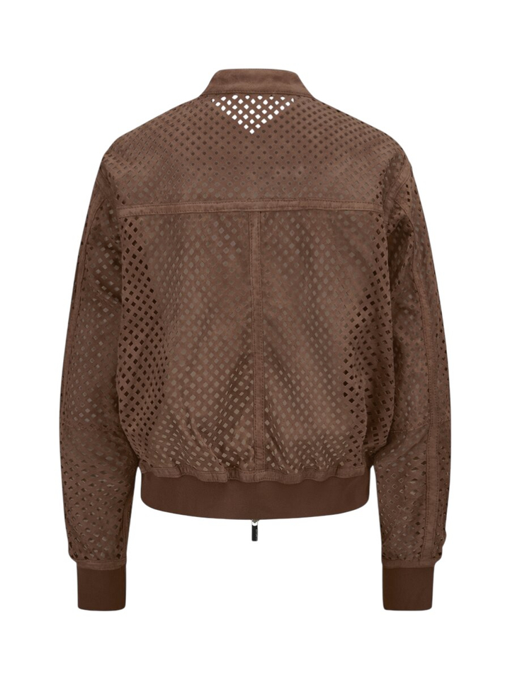 Bruine suede jas met detail Asa Milestone