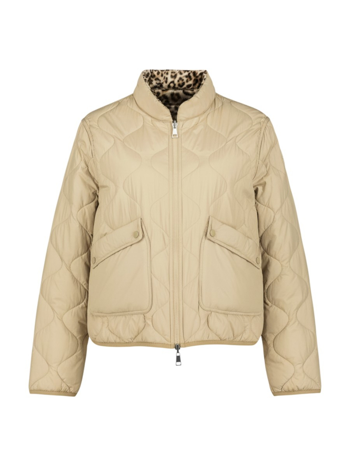 Beige omkeerbare padded jas in dierenprint Gia Milestone 