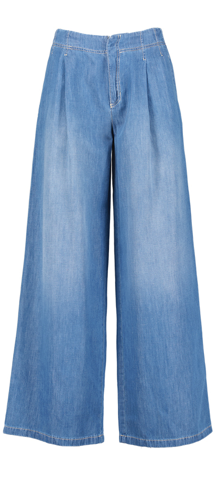 Blauwe swijde broek in jeanslook Mara Fashion Pleat Rosner