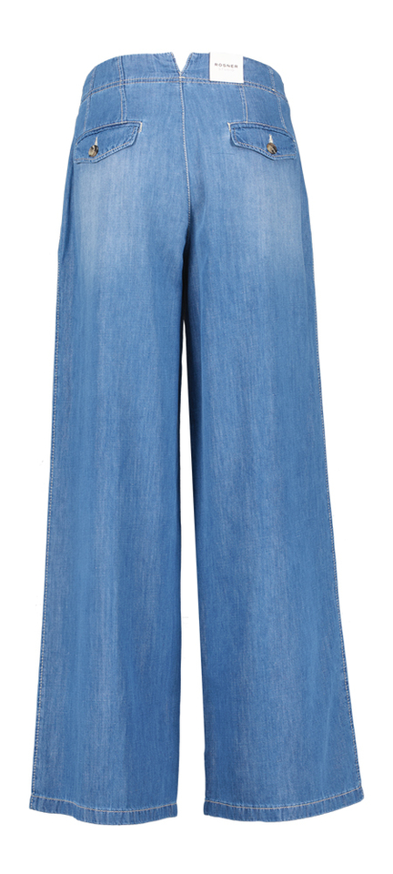 Blauwe swijde broek in jeanslook Mara Fashion Pleat Rosner