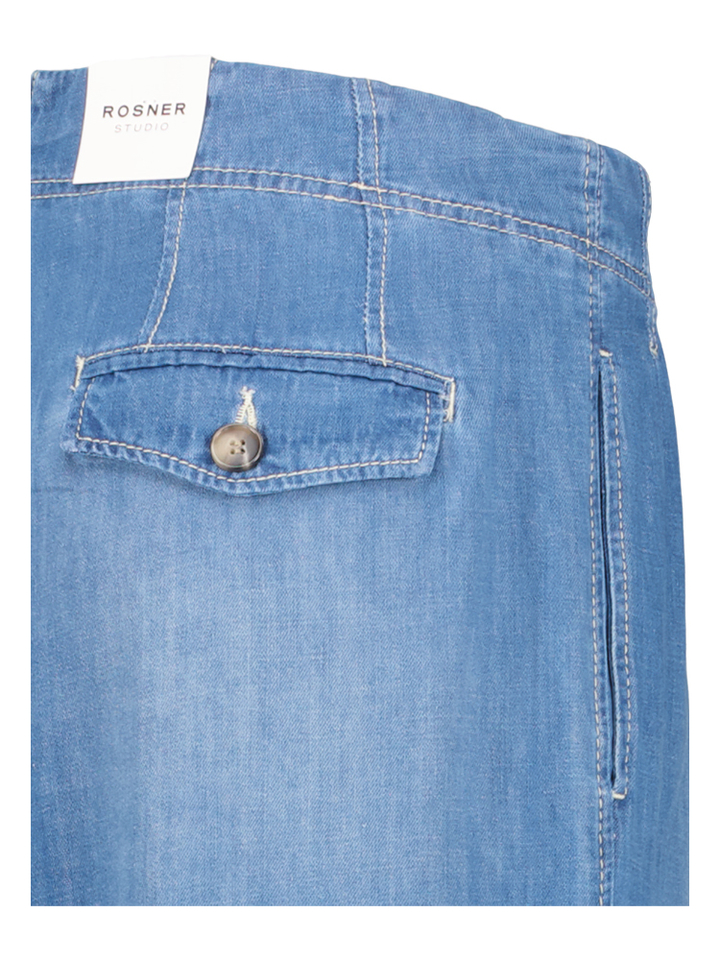 Blauwe swijde broek in jeanslook Mara Fashion Pleat Rosner