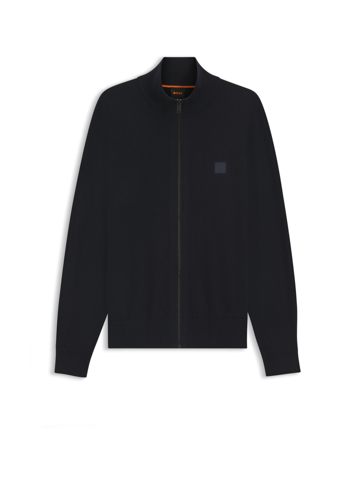 Donkerblauwe katoenen gilet met rits Kanozip Hugo Boss