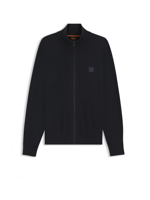 Donkerblauwe katoenen gilet met rits Kanozip Hugo Boss