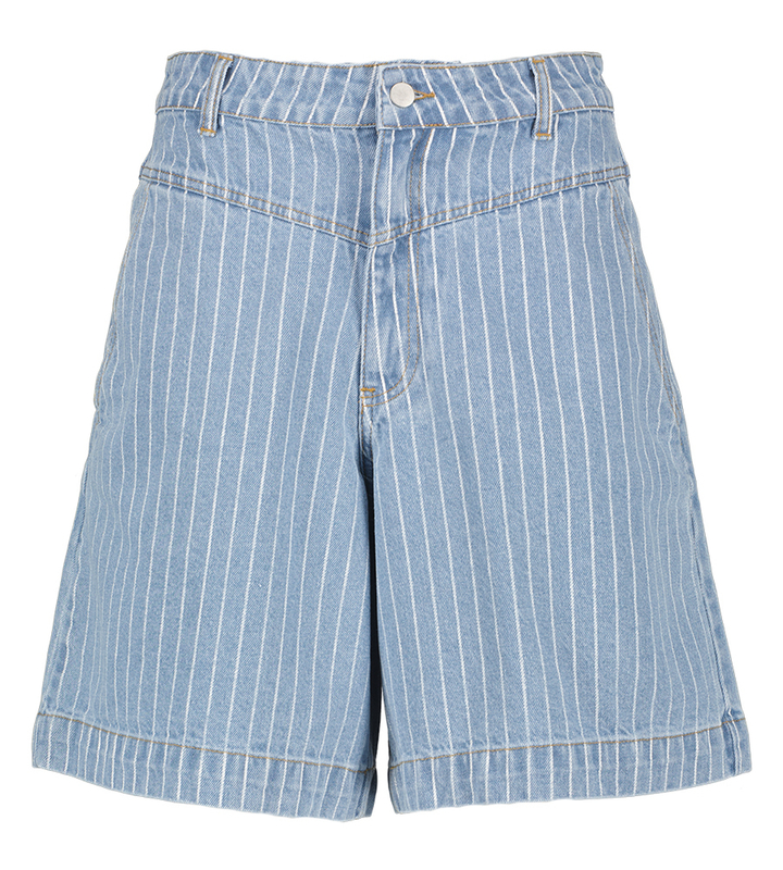 Lichtblauwe denim short met strepen The Tiny Big Sister