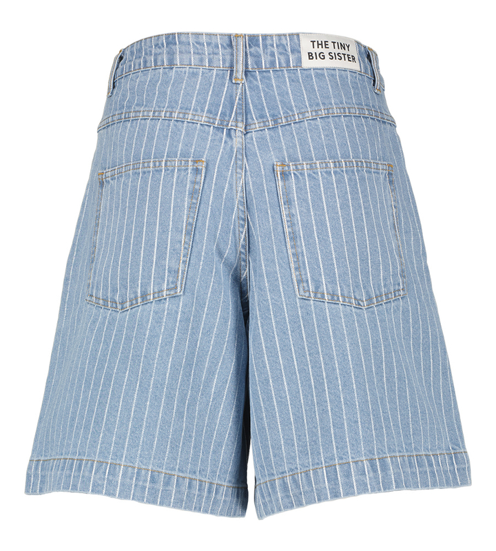Lichtblauwe denim short met strepen The Tiny Big Sister