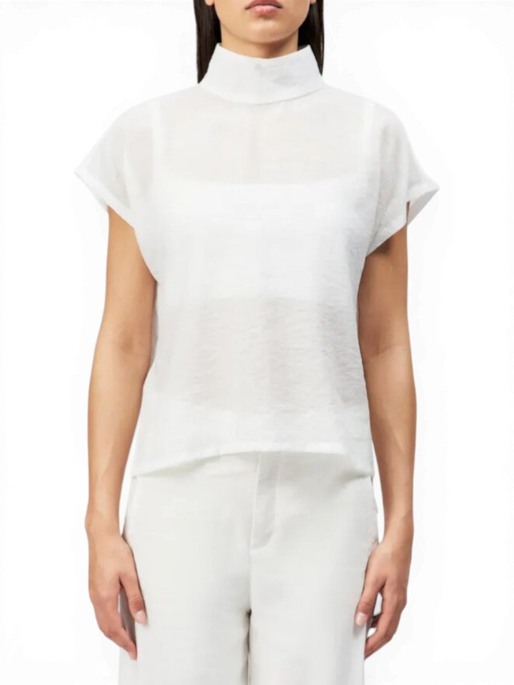 Witte shirtblouse met staande kraag Alaria Drykorn