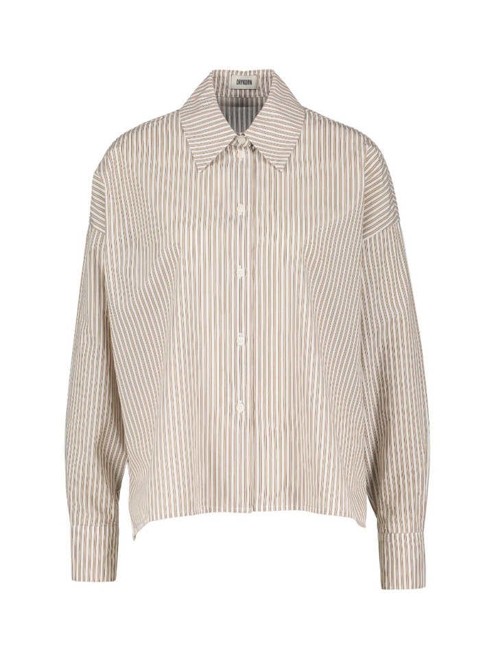 Beige en wit gestreepte blouse CLOELIA Drykorn