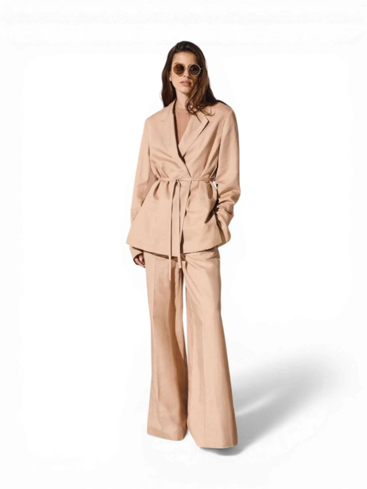 Roze marlene broek in linnenmix Aquite Drykorn 