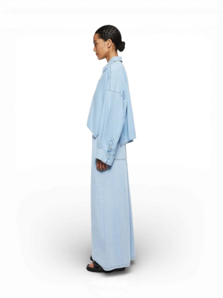 Lichtblauw denim oversized overhemdblouse Oshia Dyrkorn
