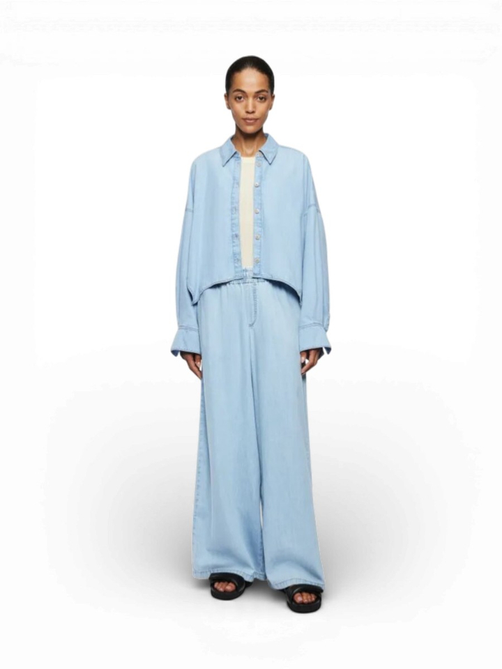 Lichtblauw denim oversized overhemdblouse Oshia Dyrkorn