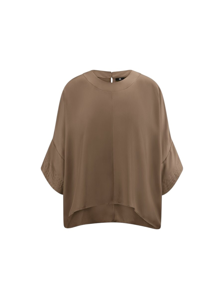 Bruine glanzende blouse met 3/4 mouw Riani