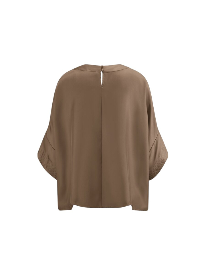 Bruine glanzende blouse met 3/4 mouw Riani