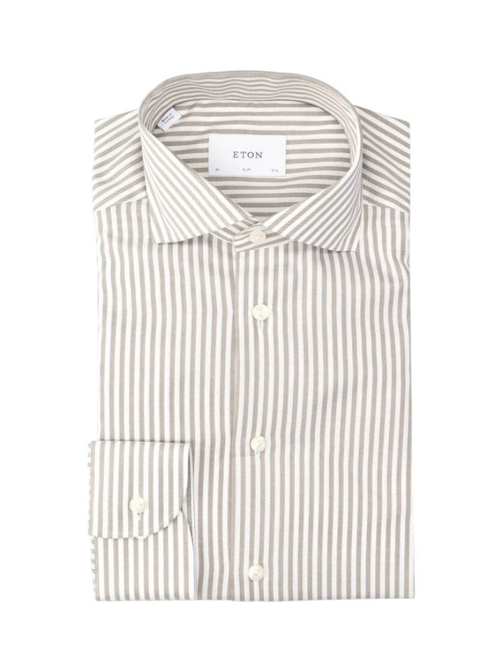 Wit katoenen hemd (slim fit) met strepen en lange mouwen Eton 