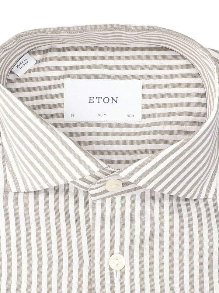 Wit katoenen hemd (slim fit) met strepen en lange mouwen Eton 