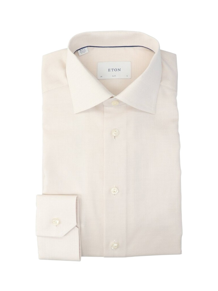 Ecru katoenen hemd (slim fit) met details en lange mouwen Eton 